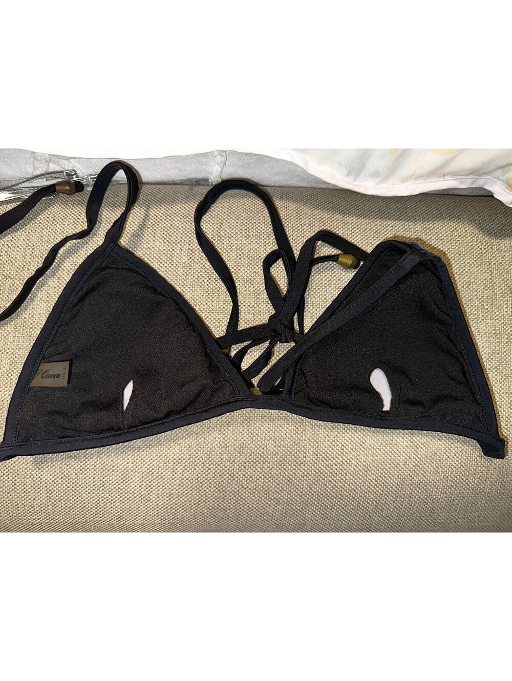 Women's Black Sequin Halter Bikini Swimsuit Size L - Picture 3 of 12